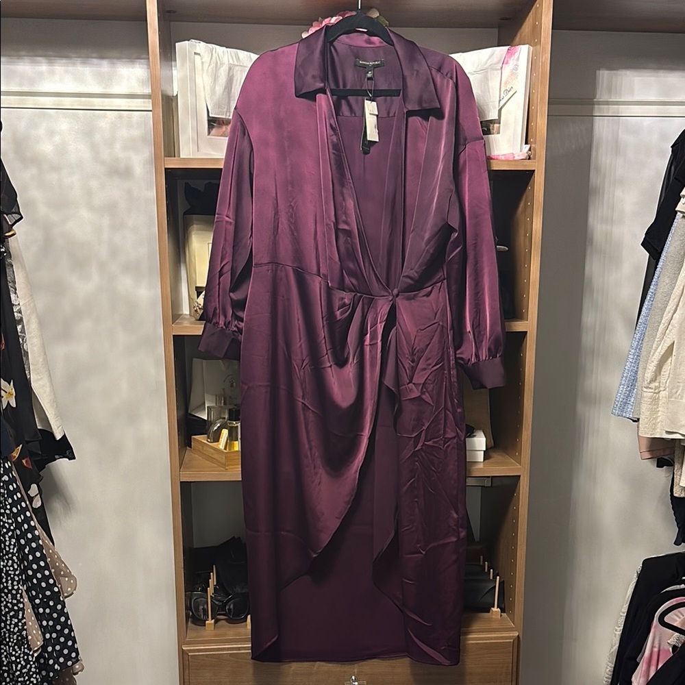 Elegant Purple Silk Dress NWT XL Banana Republic